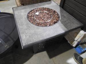 lot 76 image: Brown Resin Firepit Set