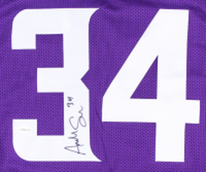 Andrew Sendejo Signed Purple Jersey Inscribed 34 (TSE COA)