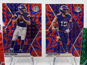 (4) Minnesota Vikings Insert Parallel Panini Mosaic Football Cards - Cousins, Thielen, Rudolph, Smith