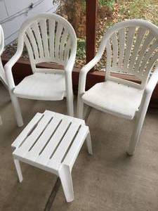 lot 6 image: Two Resin Chairs w Table