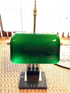 lot 91 image: Bankers Style Desk Lamp w Glass Shade & Marble Base
