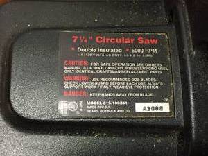 lot 177 image: Craftsman 7.25 Inch Circular Saw