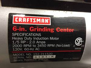 lot 183 image: Craftsman 6 Inch Grinding Center