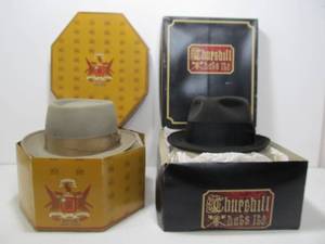 lot 9 image: 2 Vintage Mens Fedora Hats wOriginal Boxes