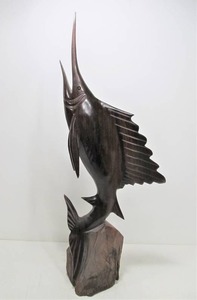 lot 36 image: Large Carved Hardwood Sailfish Sculpture