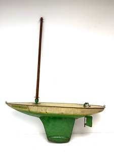 lot 63 image: Large Vintage Tin HERCLULES Toy Sailboat - Peggy Jane