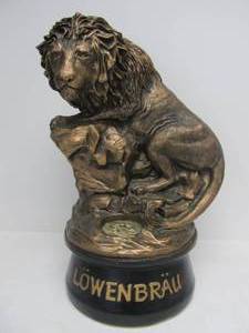 lot 44 image: Large Vintage LOWENBRAU Lion Beer Bottle Advertising Display Statue