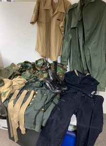 lot 122 image: Large Lot of Vintage Military Uniforms - WW2 Through Vietnam Era