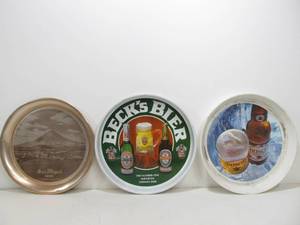 lot 130 image: 3 Metal Advertising Beer Trays