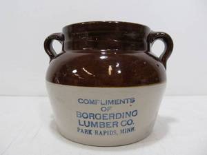 lot 145 image: Vintage Stoneware Advertising Bean Pot