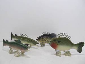 lot 153 image: Group of Carved Painted Wood Fish Decoys - Some Signed