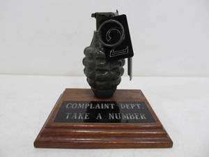 lot 155 image: Vintage Hand Grenade - Complaint Department - Take a Number