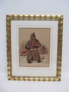lot 118 image: Antique Victorian Era British Soldier Lithograph in Cold Weather Uniform