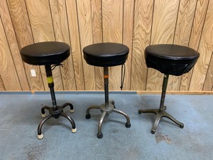 lot 177 image: Lot of 3 Vintage Industrial Steel Swivel Stools