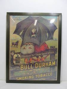 lot 203 image: Large Framed BULL DURHAM Smoking Tobacco Poster