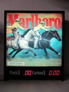 lot 207 image: LARGE Working Double Sided Lighted MARLBORO Gas Station Sign