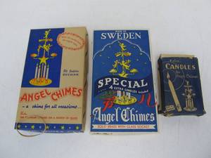 lot 239 image: 2 Vintage Brass Swedish Angel Chimes wCandles