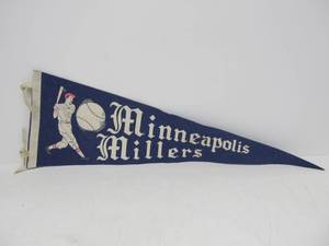 lot 243 image: Vintage Full Sized MINNEAPOLIS MILLERS Felt Baseball Pennant