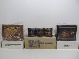 lot 257 image: New In Box TERRY REDLIN Set of 6 Mugs & 2 Charles Wysocki Glass Top Boxes