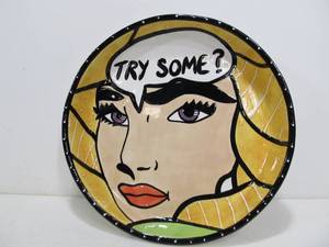 lot 269 image: Pop Art Try Some With Love Joanne Large Footed Serving Dish