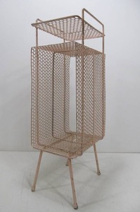 lot 252 image: Mid Century Metal WireMesh Plant or Telephone Stand