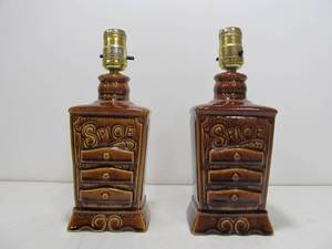 lot 310 image: Pair of Mid Century Ceramic Spice Rack Lamps