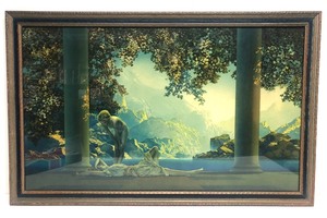 lot 8 image: Fantastic Orig 1920s-30 Art Nouveau MAXFIELD PARRISH Framed Print - Daybreak