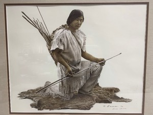 lot 178 image: Framed Signed Numbered JAMES BAMA Print - Pre-Columbian Indian with Atlatl