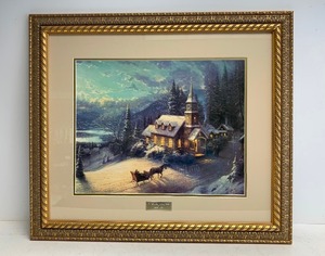 lot 126 image: Excellent Sunday Evening sleigh Ride Library Edition Framed THOMAS KINKADE Print