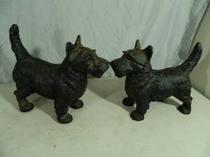 2 Old Cast Iron Scottie Dogs