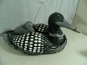 Solid Concrete Loon with Baby