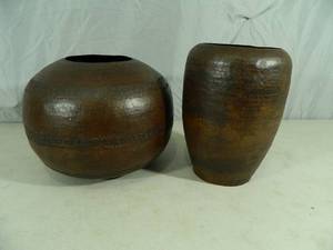 2 Metal Vases