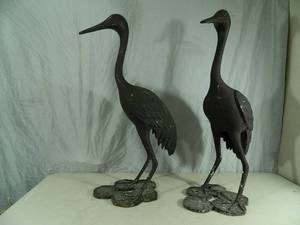 2 Large Cast Aluminum Birds