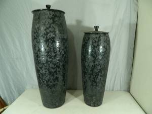 Thick HEAVY Pottery Vases with Lids