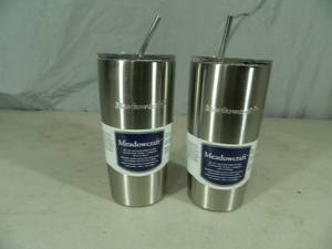 2 New Tumblers with Metal Straws