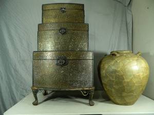 Large Vase and Stacking Storage Boxes