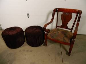 Chair and 2 Foot Stools
