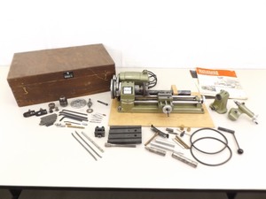 Vintage WORKING Unimat Hobby Lathe and Accessories in Wood Case