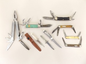 Lot of Misc. Vintage Case XX, Girl Scout, Leatherman, etc. Pocket etc. Knives