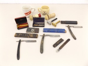 Lot of Vintage Gillette etc. Razors, Mugs, etc.