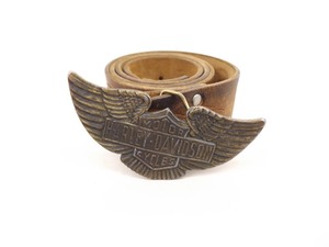 Authentic 1970s Harley Davidson Belt Buckle and Leather Belt