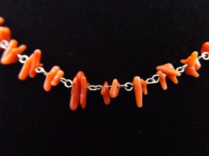 .925 Sterling Silver Red Coral Necklace