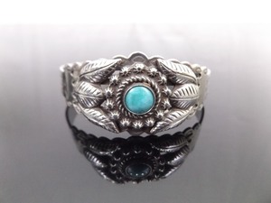.925 Sterling Silver Navajo Fred Harvey Era Turquoise Open Cuff Bracelet