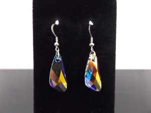 .925 Sterling Silver Aurora Borealis Dangle Hook Earrings