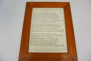 lot 43 image: Framed Picture - The Bridge Builder by Willaim Allen Dromgoole 1974