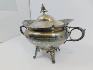 lot 14 image: Rare Vintage Large Brass Footed Bowl with Lid