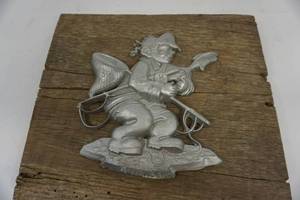 lot 121 image: Metal Fishing Picture Mounted on Wood