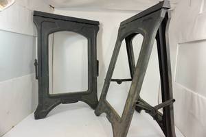 lot 136 image: 2 Black Plastic Folding Sawhorses
