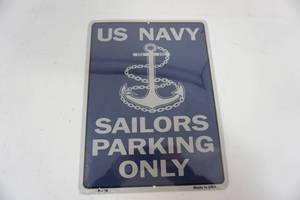 lot 180 image: New Metal US Navy Sailors Parking Sign