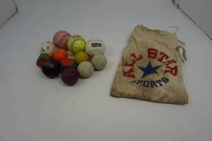 lot 245 image: Bag of Baseball, Soft Ball, Rubber Ball, Plastic, Hacky Sack Ball and More